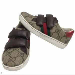 Gucci toddler ace GG supreme sneaker brown Velcro